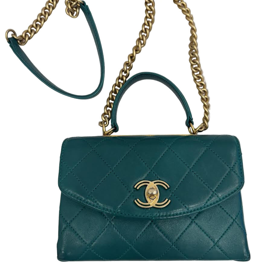 CHANEL Green Spirit Top Handle Crossbody Bag