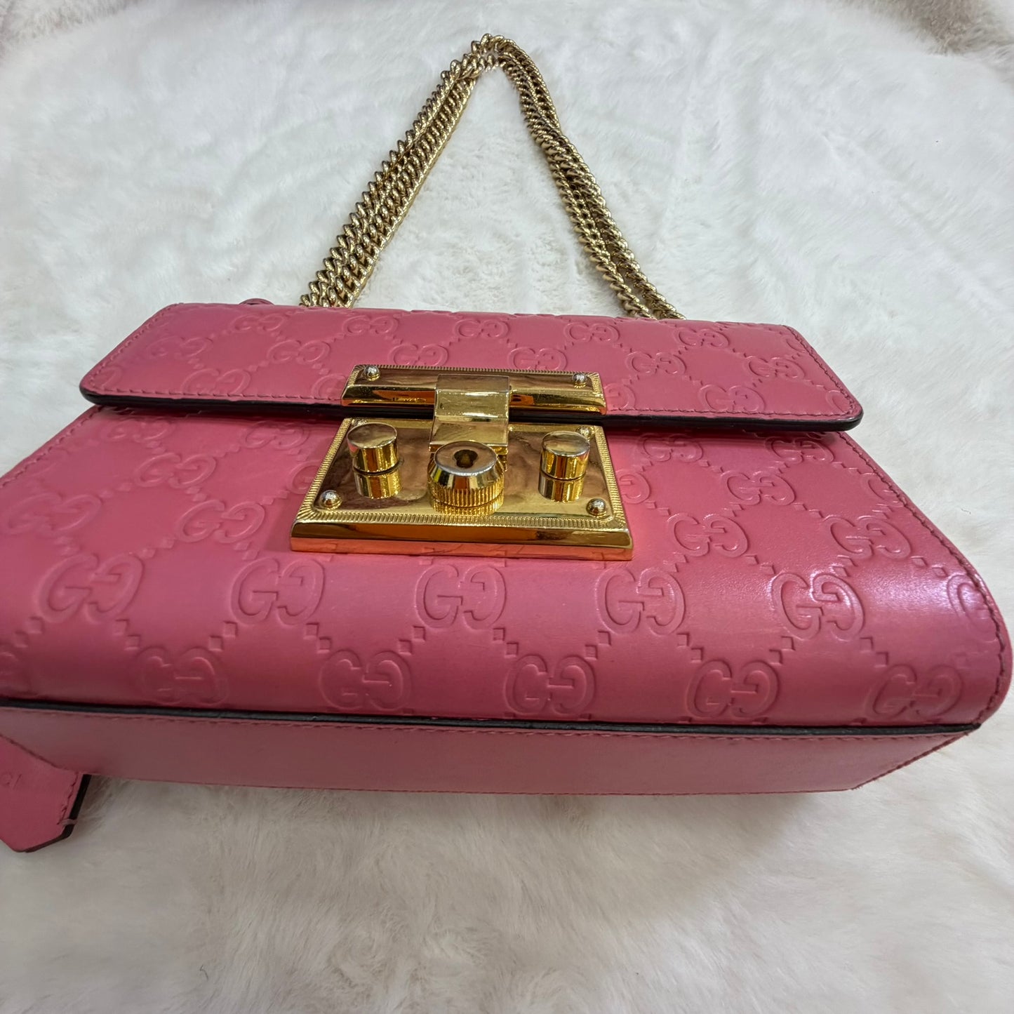 Gucci Pink Small Guccissima Padlock Crossbody/ Shoulder bag
