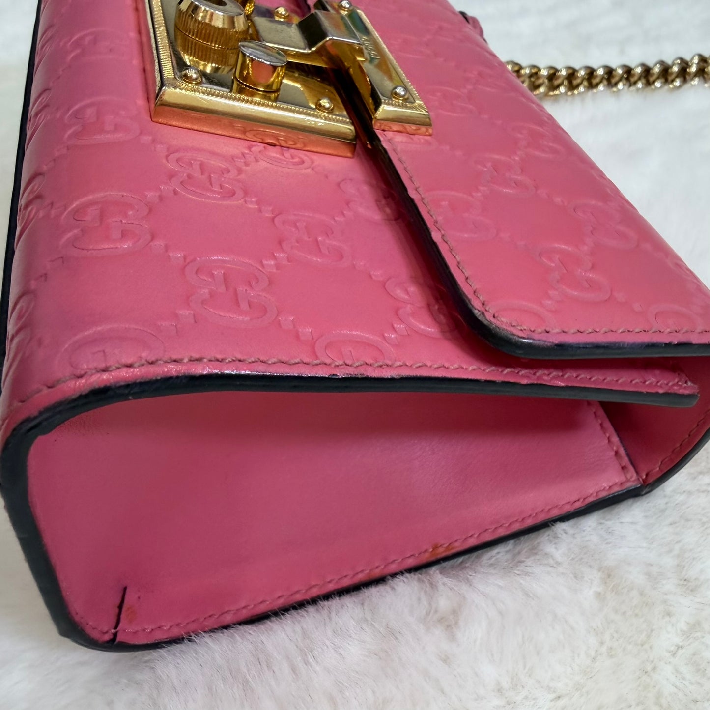 Gucci Pink Small Guccissima Padlock Crossbody/ Shoulder bag