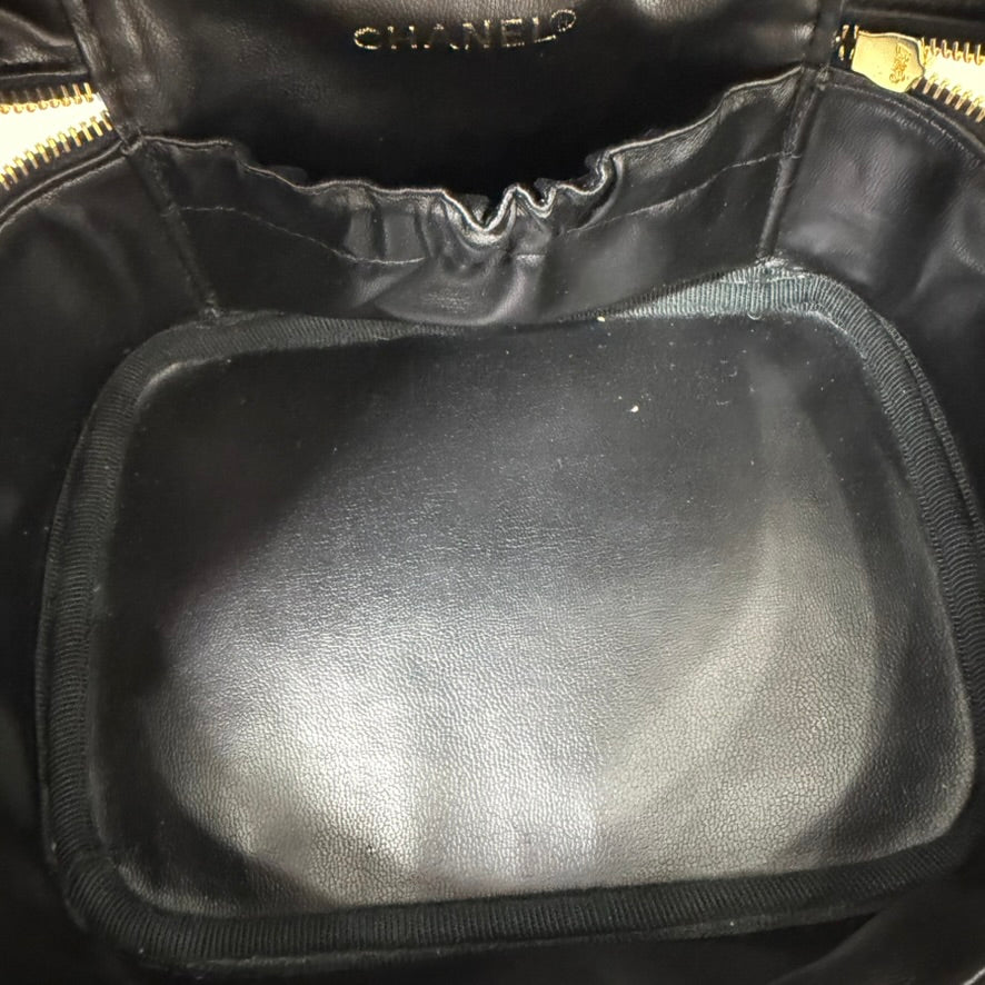 CHANEL Black Caviar Leather Vanity Bag