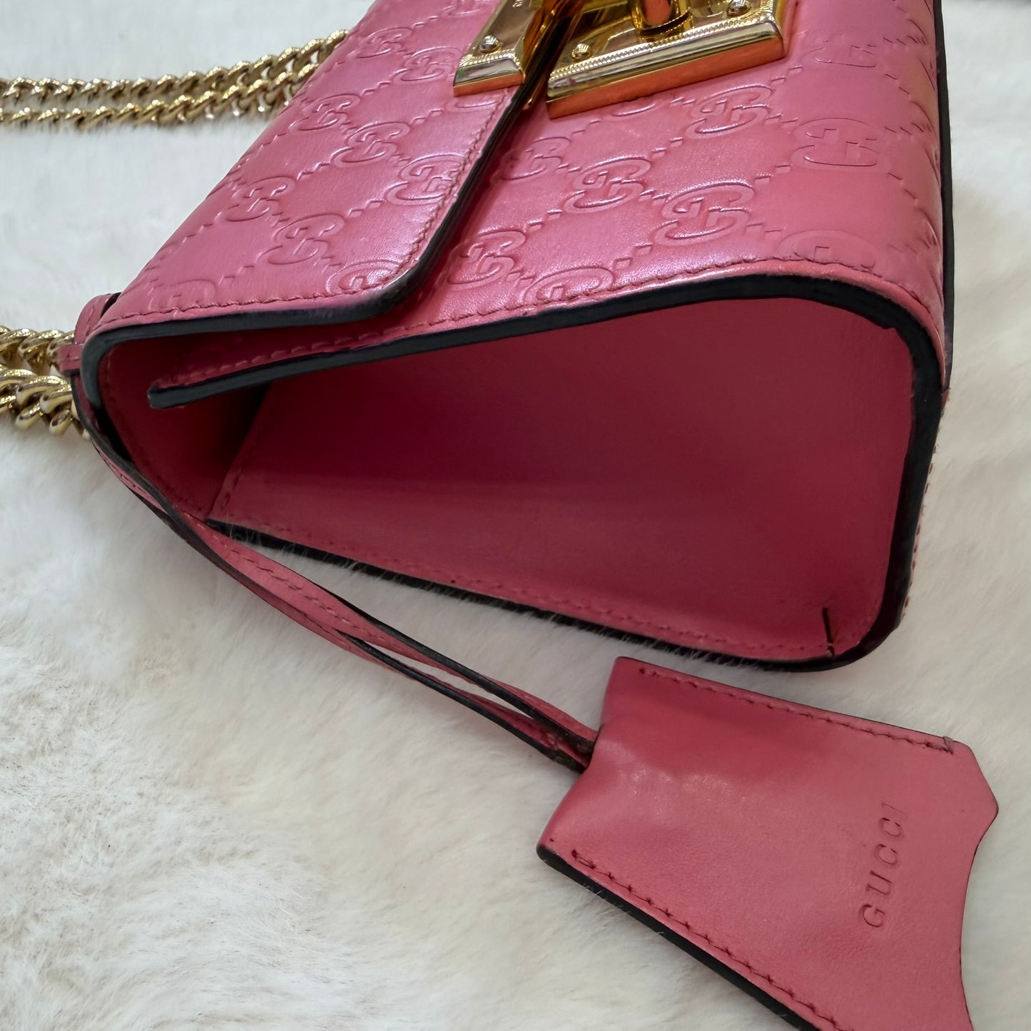 Gucci Pink Small Guccissima Padlock Crossbody/ Shoulder bag