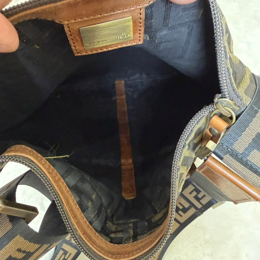 Fendi Zucca canvas and leather Crossbody Tote bag