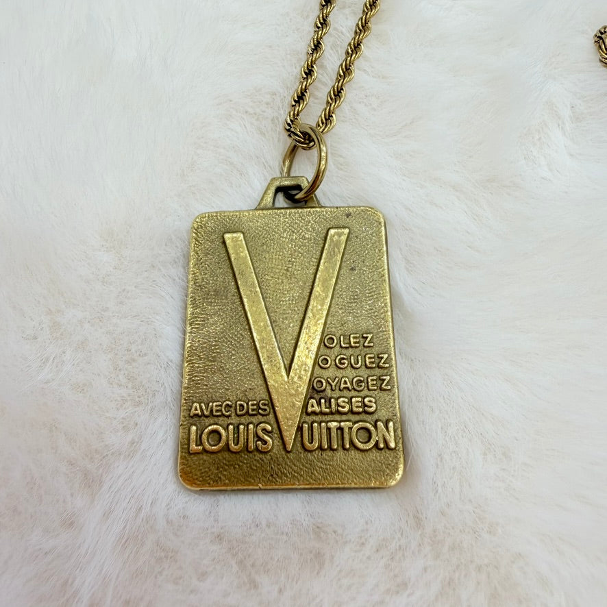Authentic Louis Vuitton Plate Necklace with unbranded chain