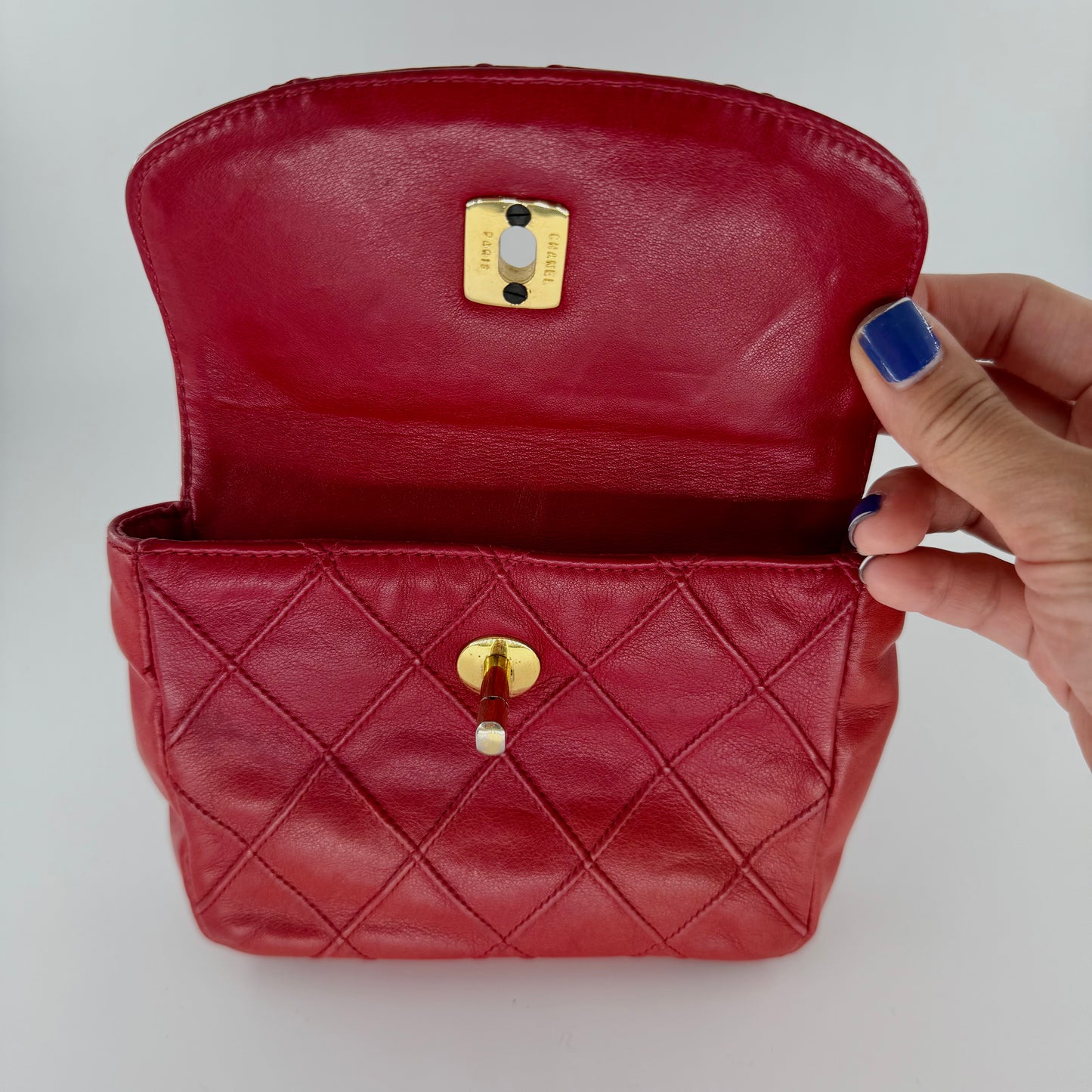 Chanel Red Lambskin Matelasse Waist Pouch Bag