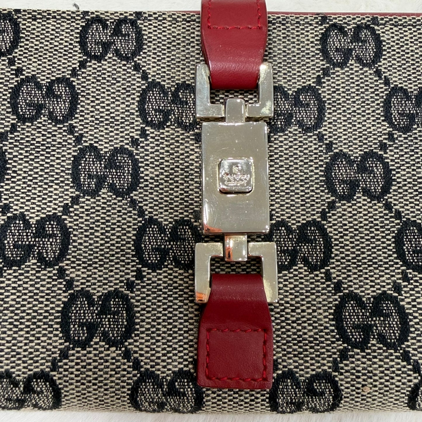 Gucci GG Monogram Red Jackie Vintage Long Wallet