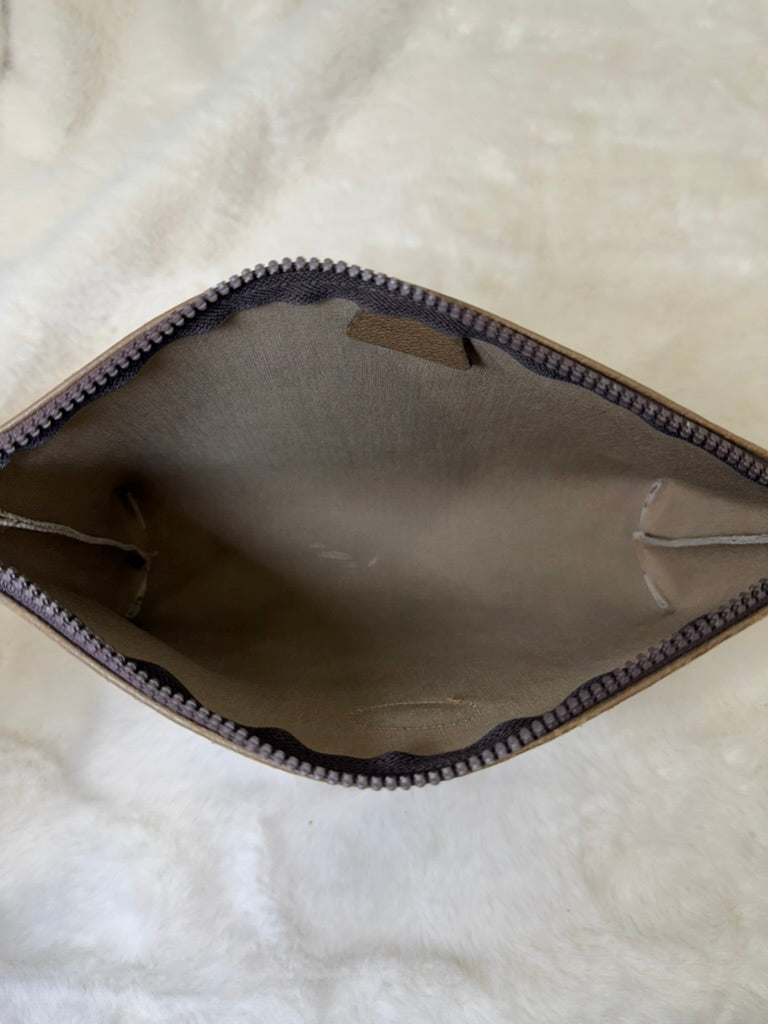 Gucci Cream and Brown Cosmetic Bag with Iconic Monogram