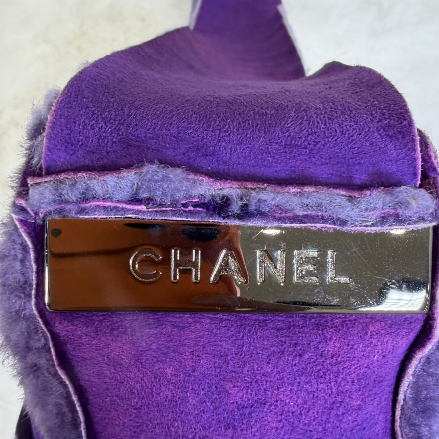 CHANEL Purple mouton shoulder/ crossbody bag