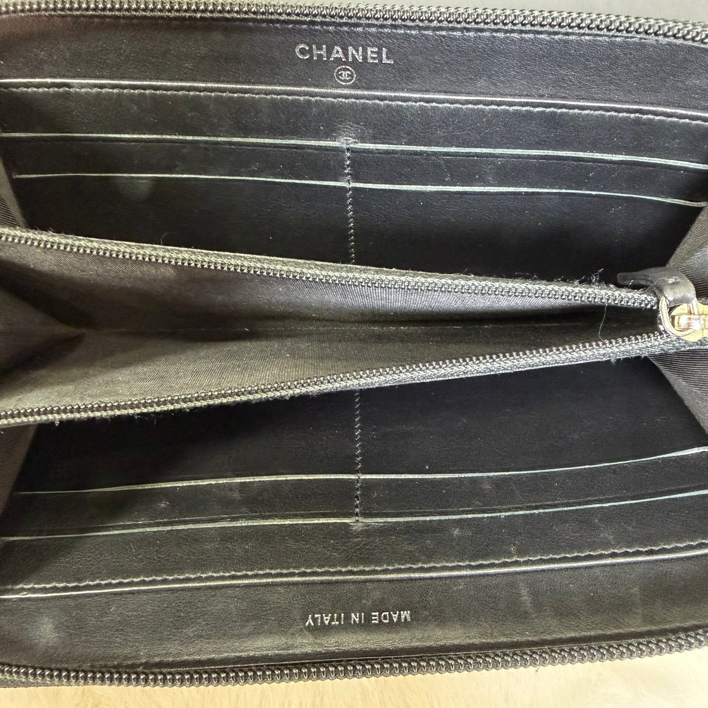 Chanel Black Chevron Lambskin Boy Wallet