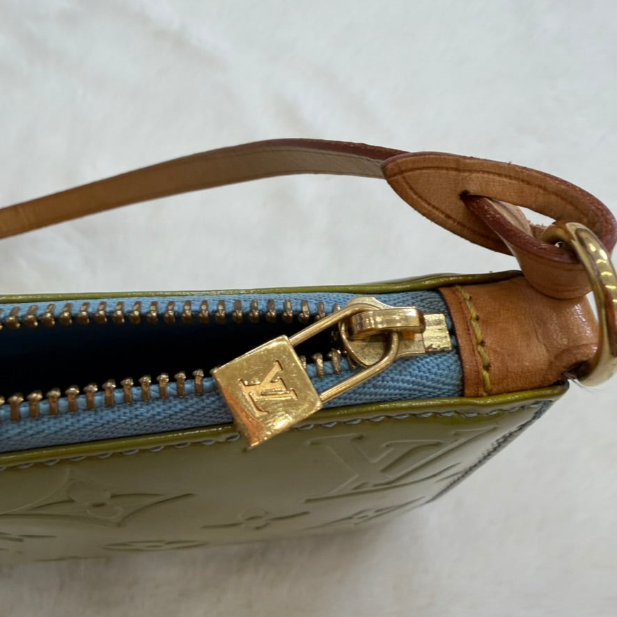 Louis Vuitton Green Vernis hand bag/ pouch