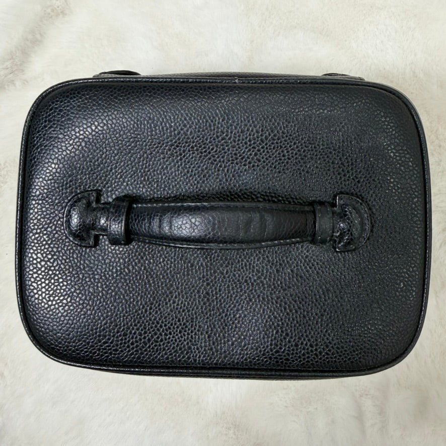 CHANEL Black Caviar Leather Vanity Bag