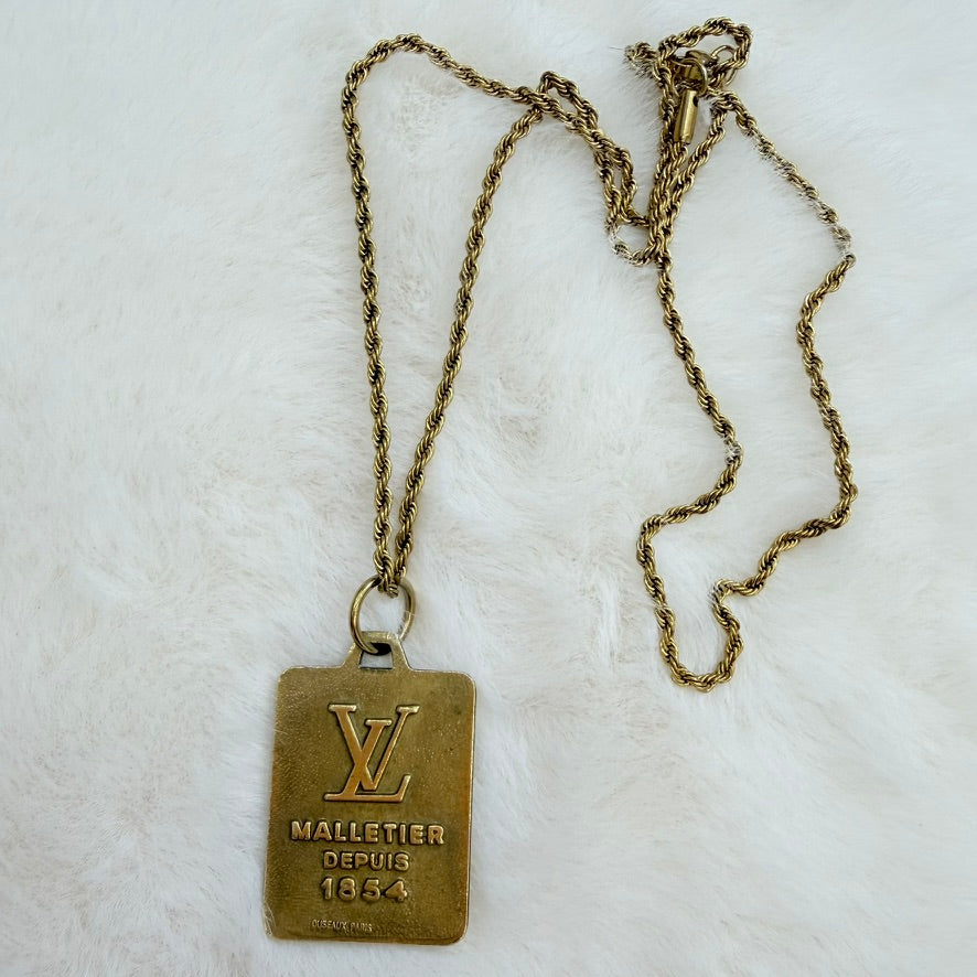 Authentic Louis Vuitton Plate Necklace with unbranded chain