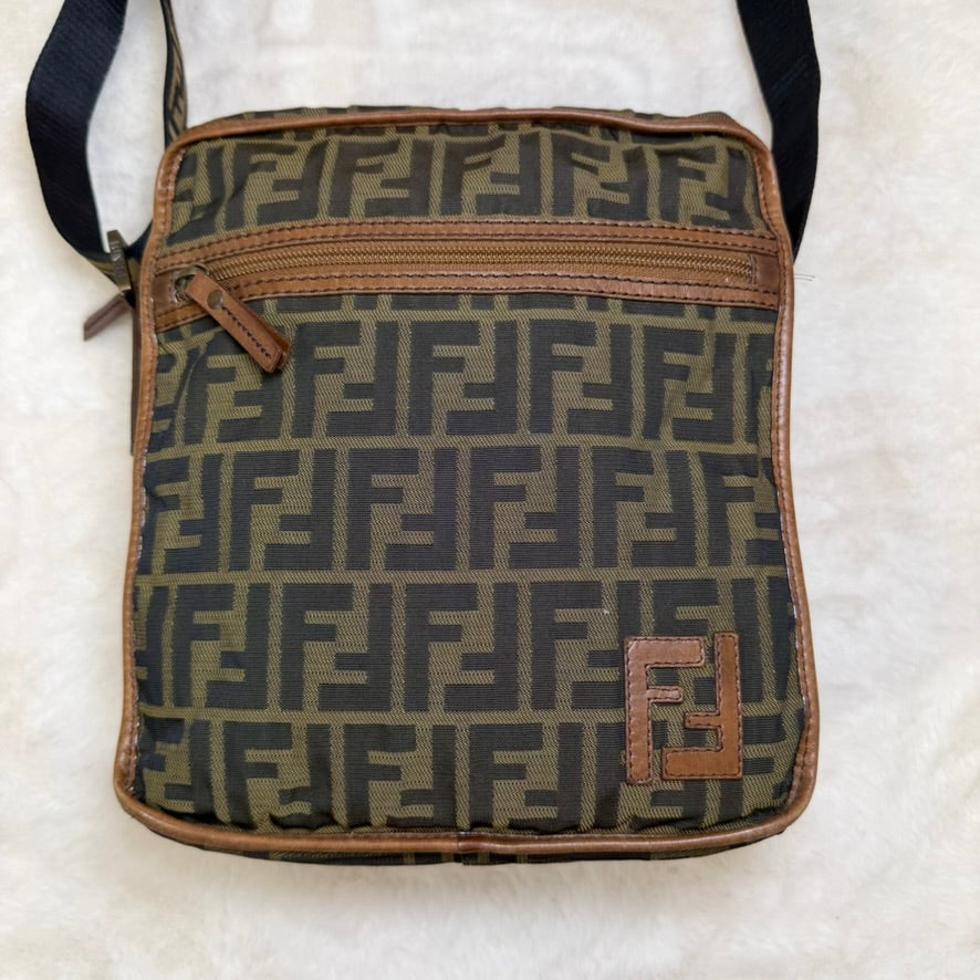Fendi Brown FF Monogram Zucca Crossbody Bag