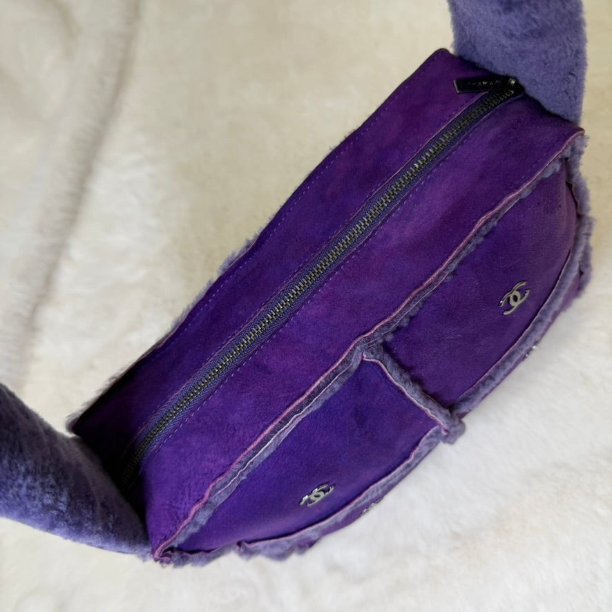 CHANEL Purple mouton shoulder/ crossbody bag
