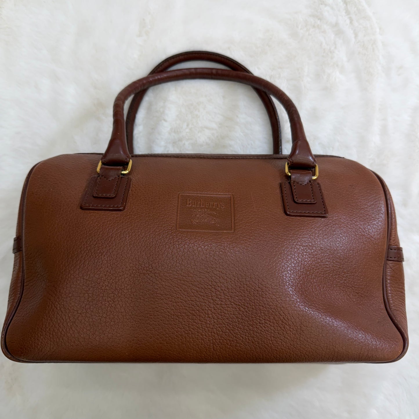 Burberry Brown Leather Boston Bag