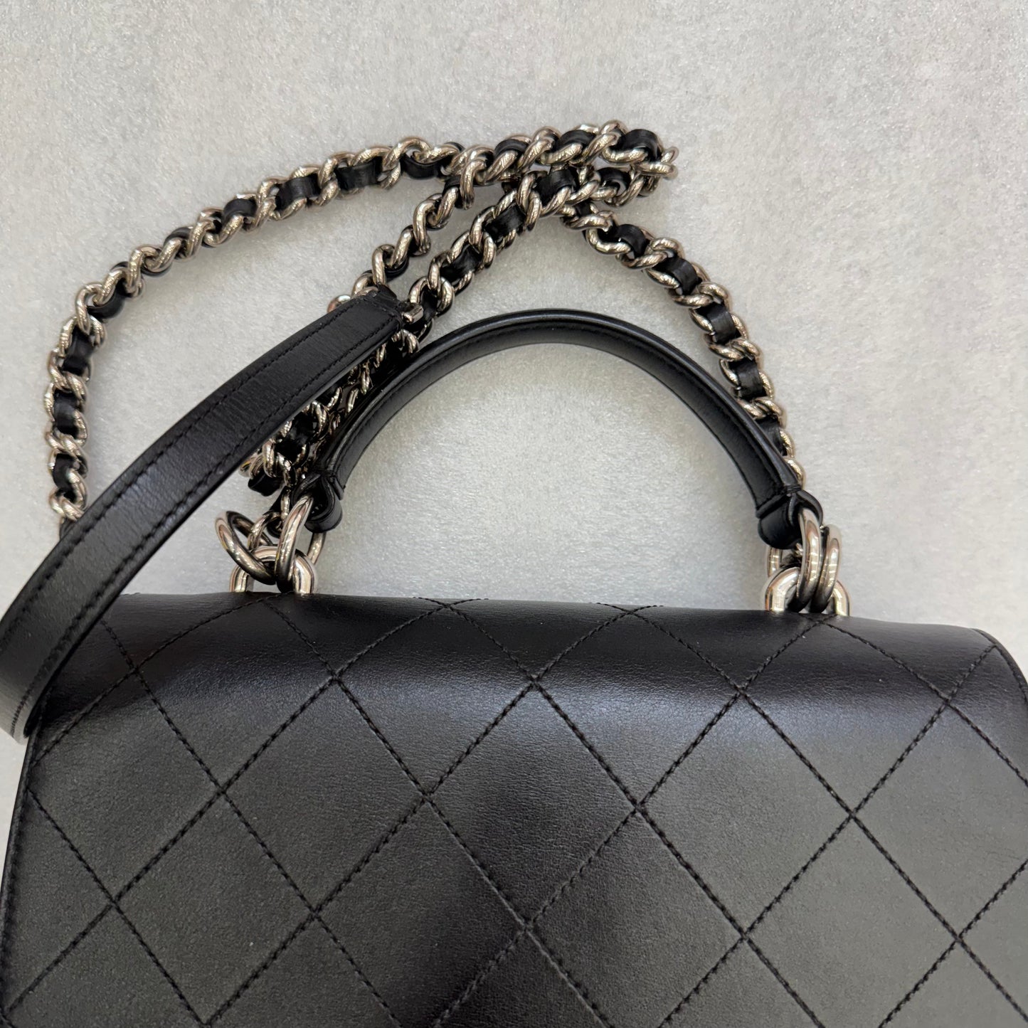 CHANEL Black Ring My Bag Top Handle/Crossbody Bag Calfskin