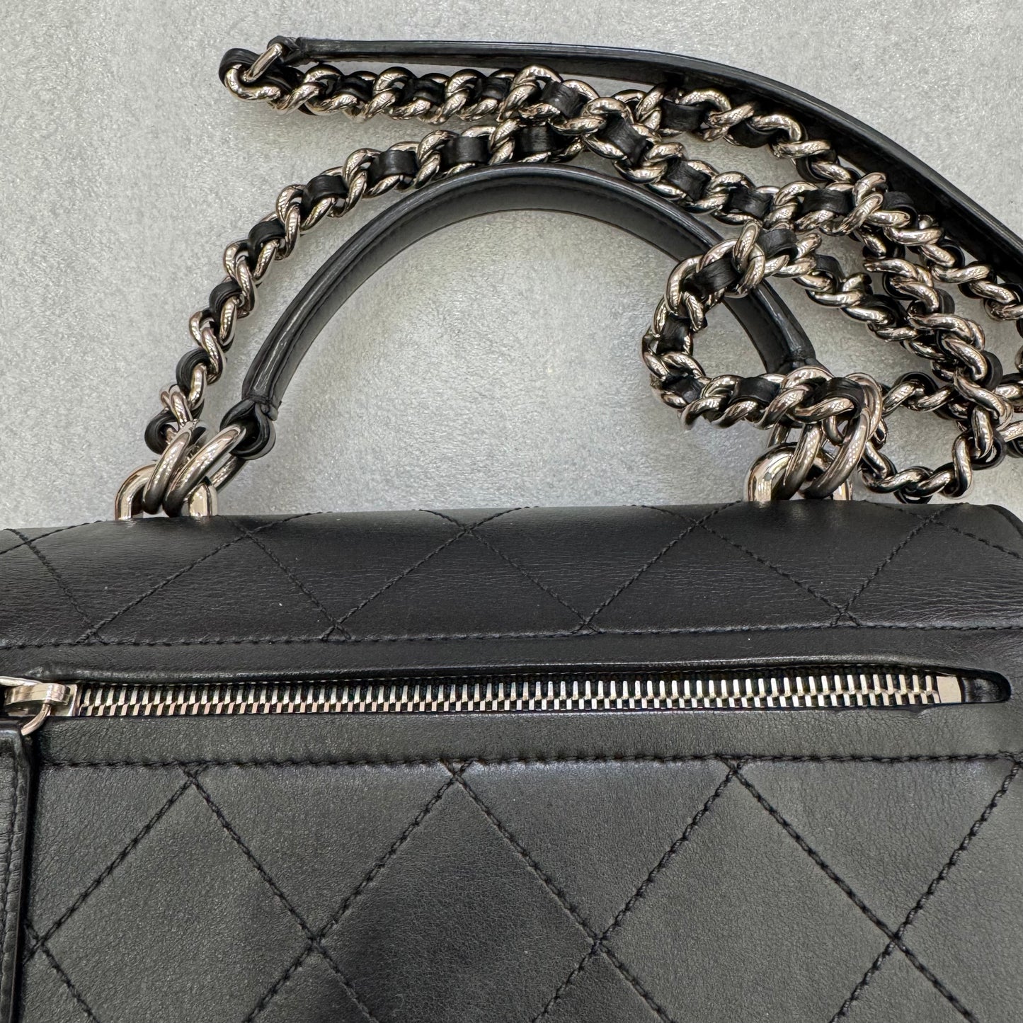 CHANEL Black Ring My Bag Top Handle/Crossbody Bag Calfskin