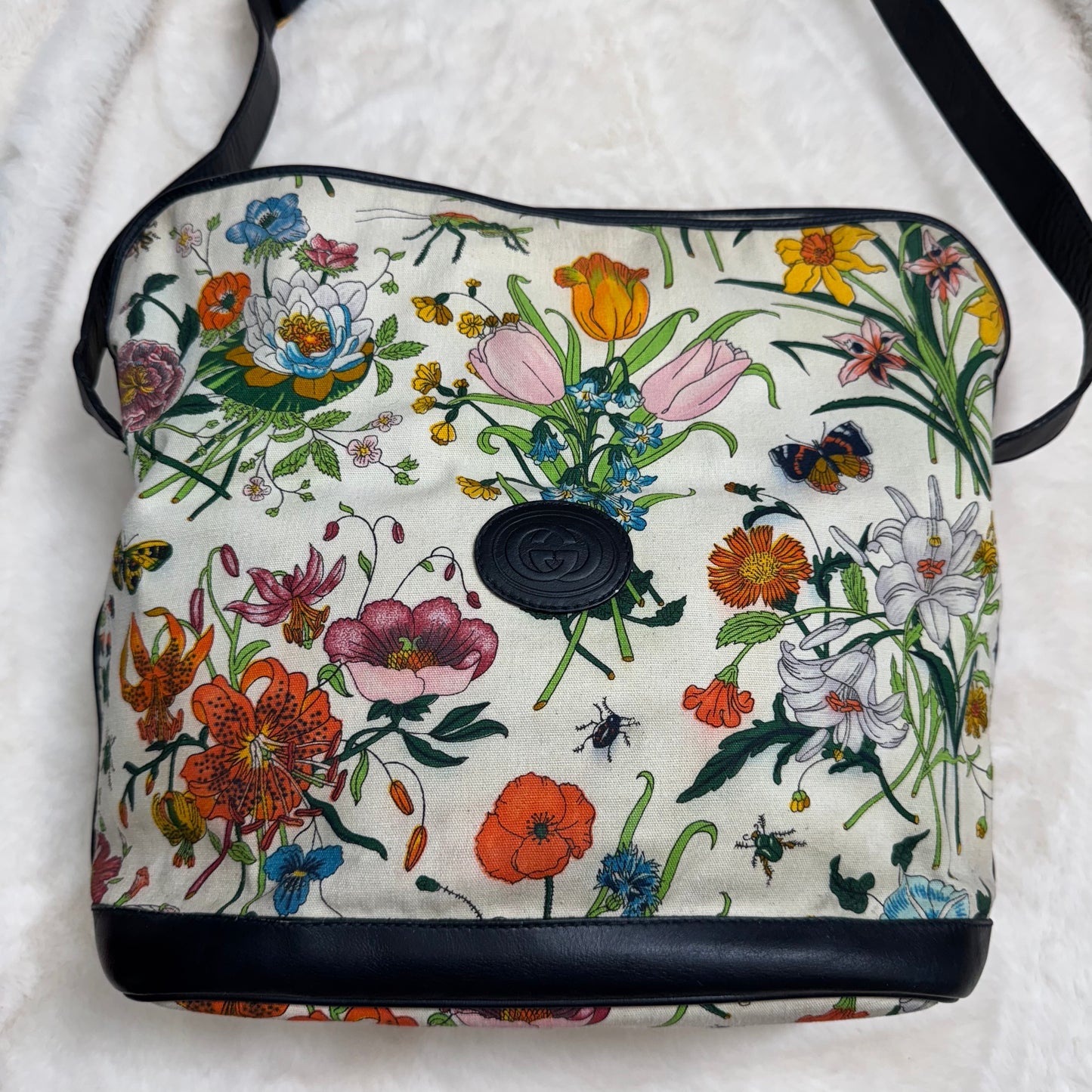 Gucci Floral Canvas Shoulder Bag