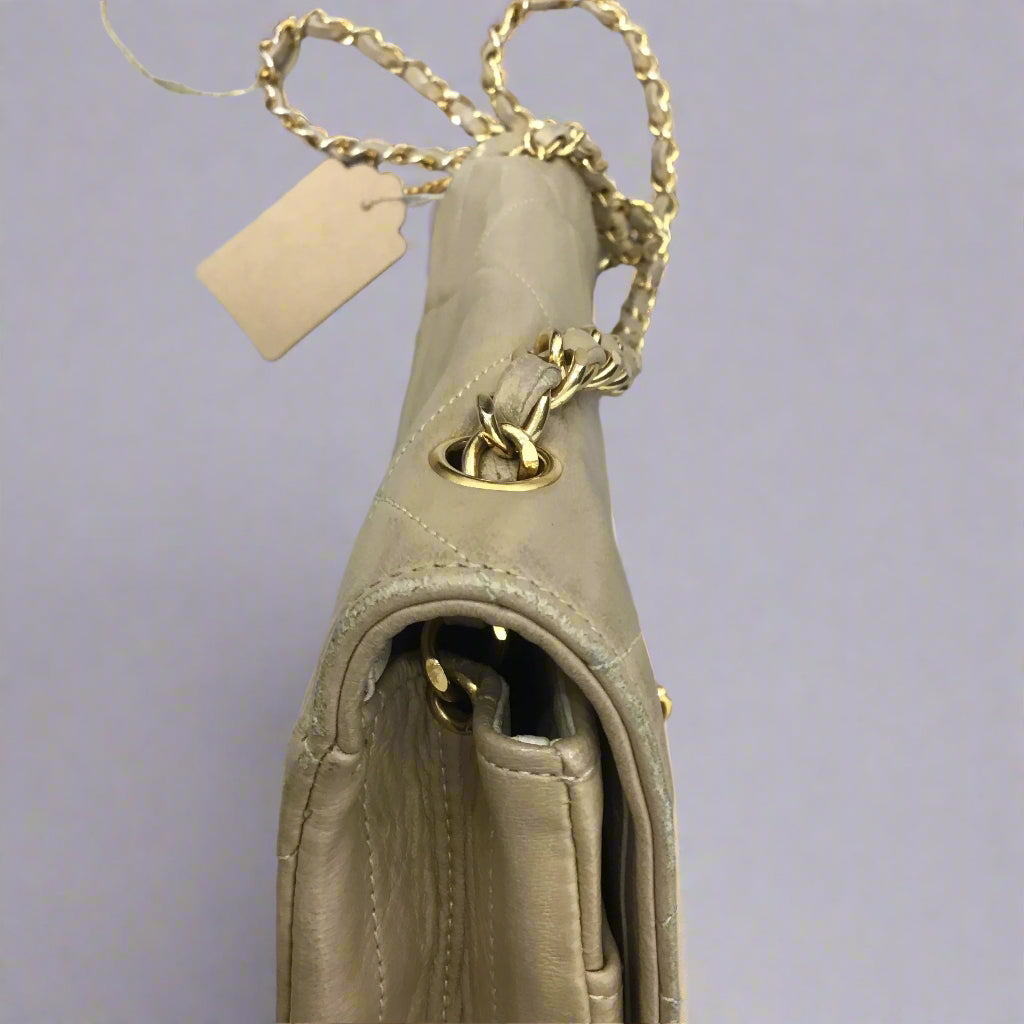 CHANEL Vintage Tan/Beige Single Flap Crossbody/Shoulder Bag