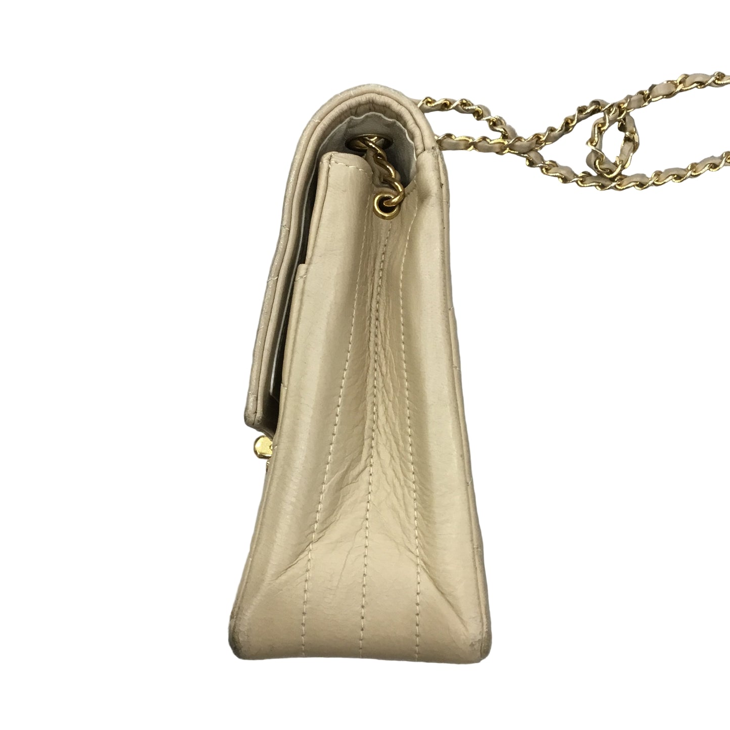 CHANEL Vintage Tan/Beige Single Flap Crossbody/Shoulder Bag
