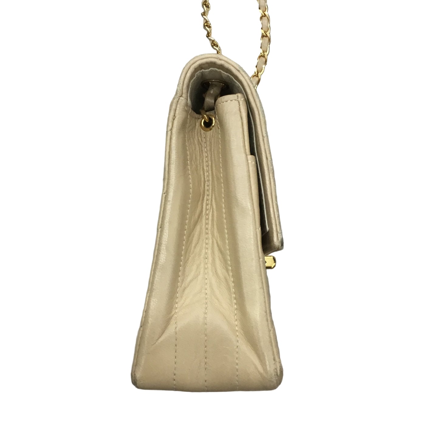 CHANEL Vintage Tan/Beige Single Flap Crossbody/Shoulder Bag