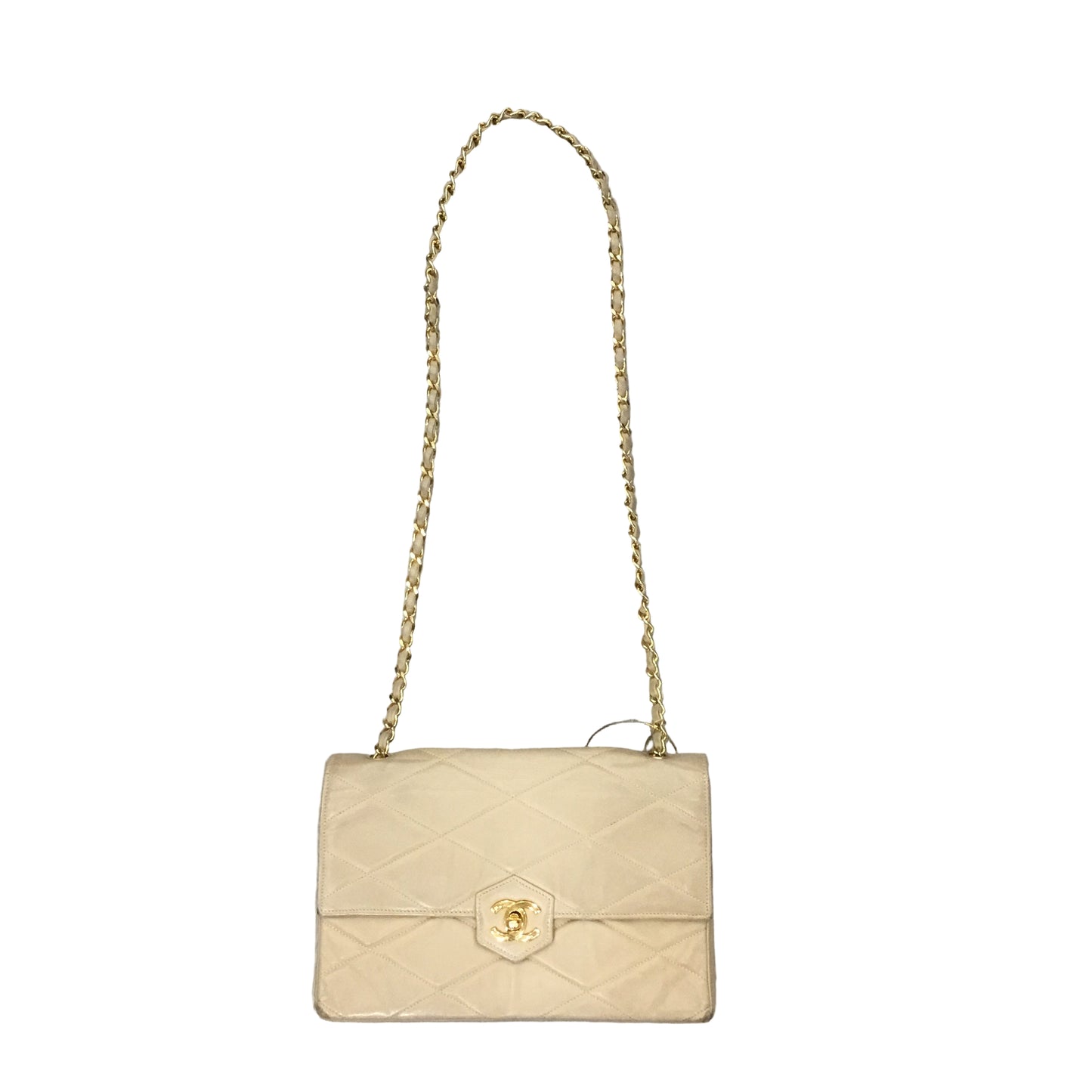 CHANEL Vintage Tan/Beige Single Flap Crossbody/Shoulder Bag