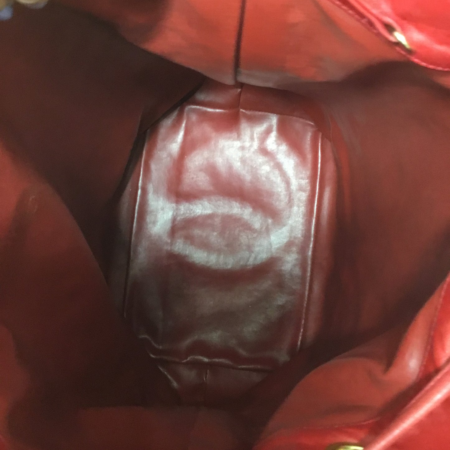 CHANEL Red Lambskin Bucket Tote Crossbody