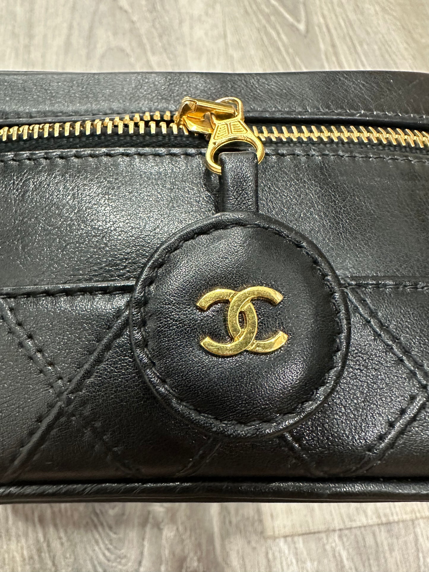 CHANEL Black Calfskin Duo-tone Vanity Bag