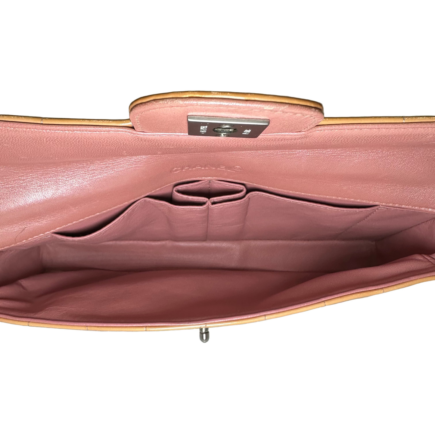 Chanel Peach Orange Patent Chocolate Bar Half Flap