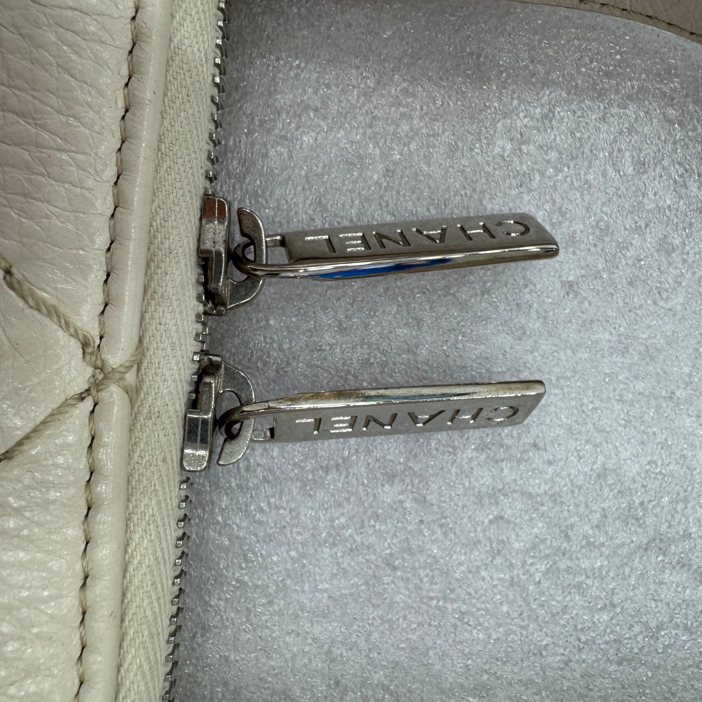 CHANEL White Caviar Leather ipad Case