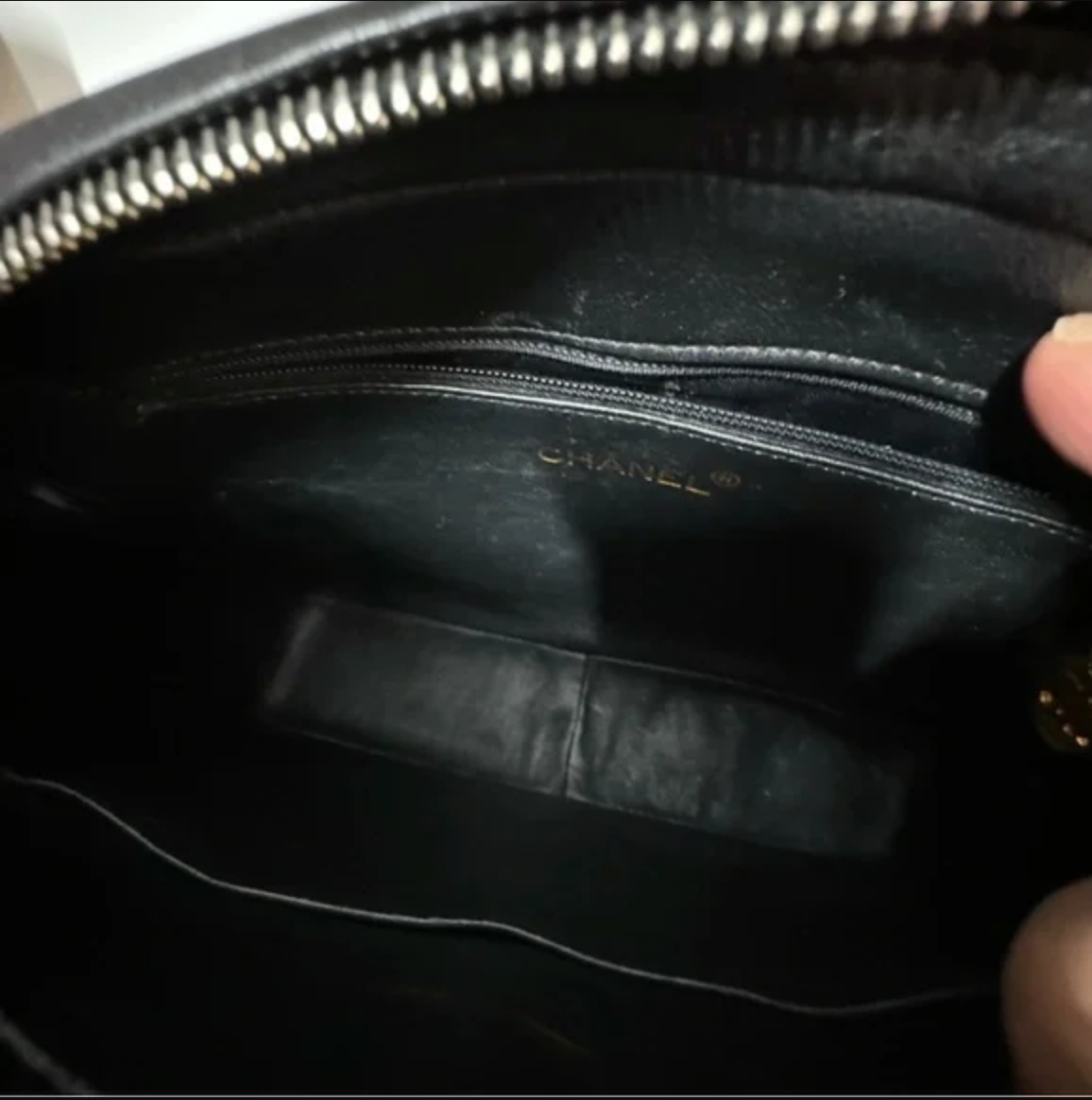 CHANEL Black lambskin Triple CC Shoulder / Crossbody Bag with Tassel