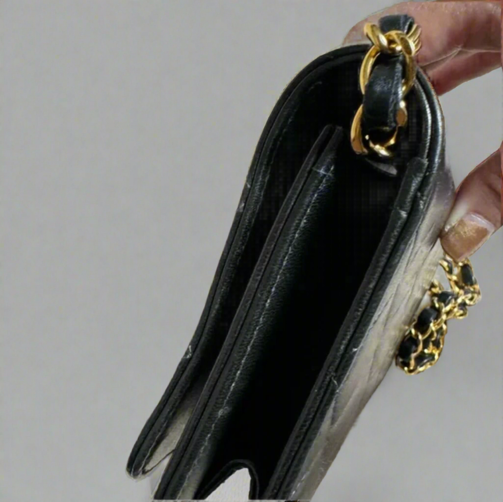 CHANEL Black Quilted Lambskin MINI Single Flap Crossbody / Shoulder Bag