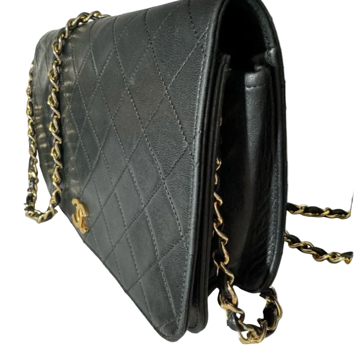CHANEL Black Vintage CC Small Lambskin Single Flap Shoulder Bag