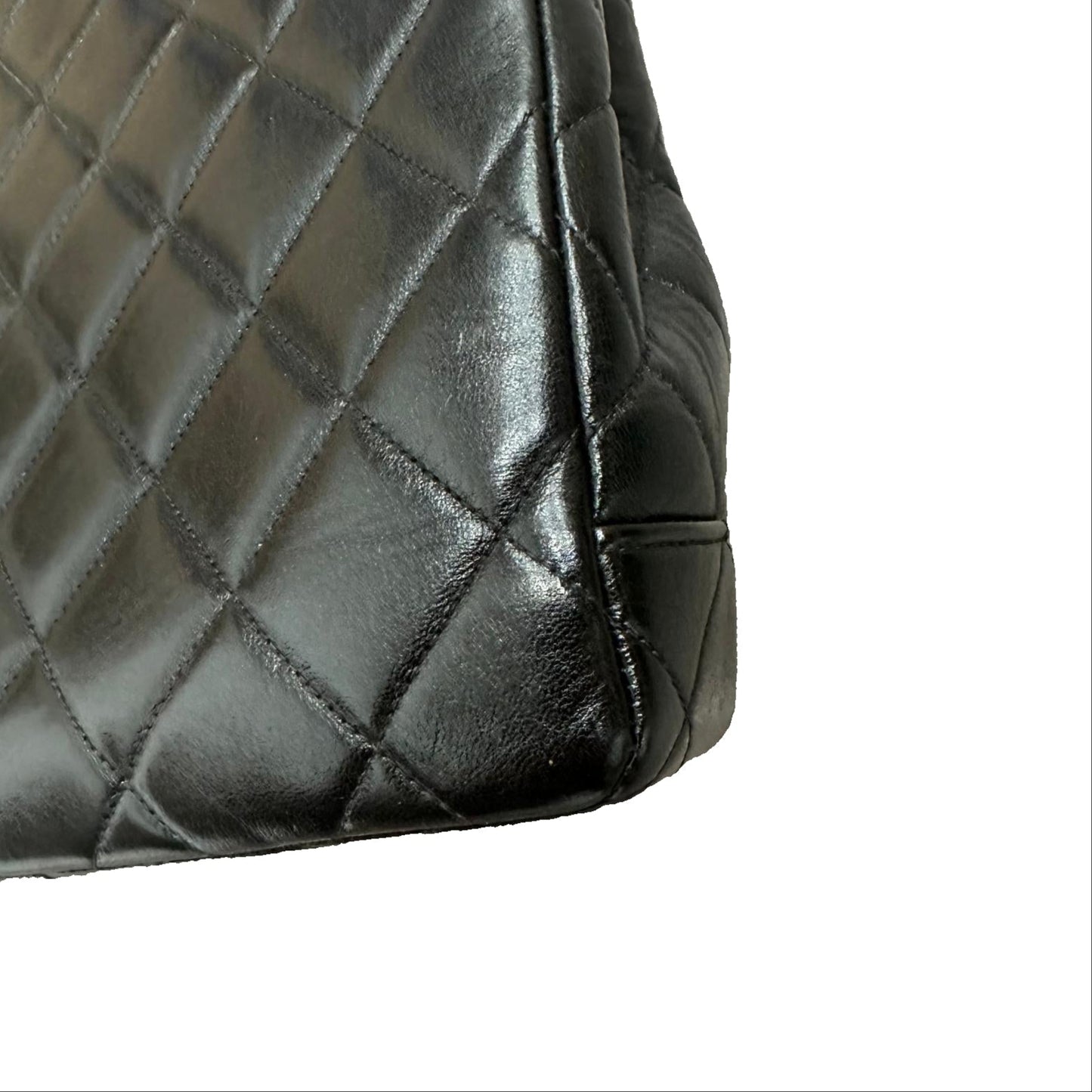 CHANEL Black Quilted CC Tote Lambskin