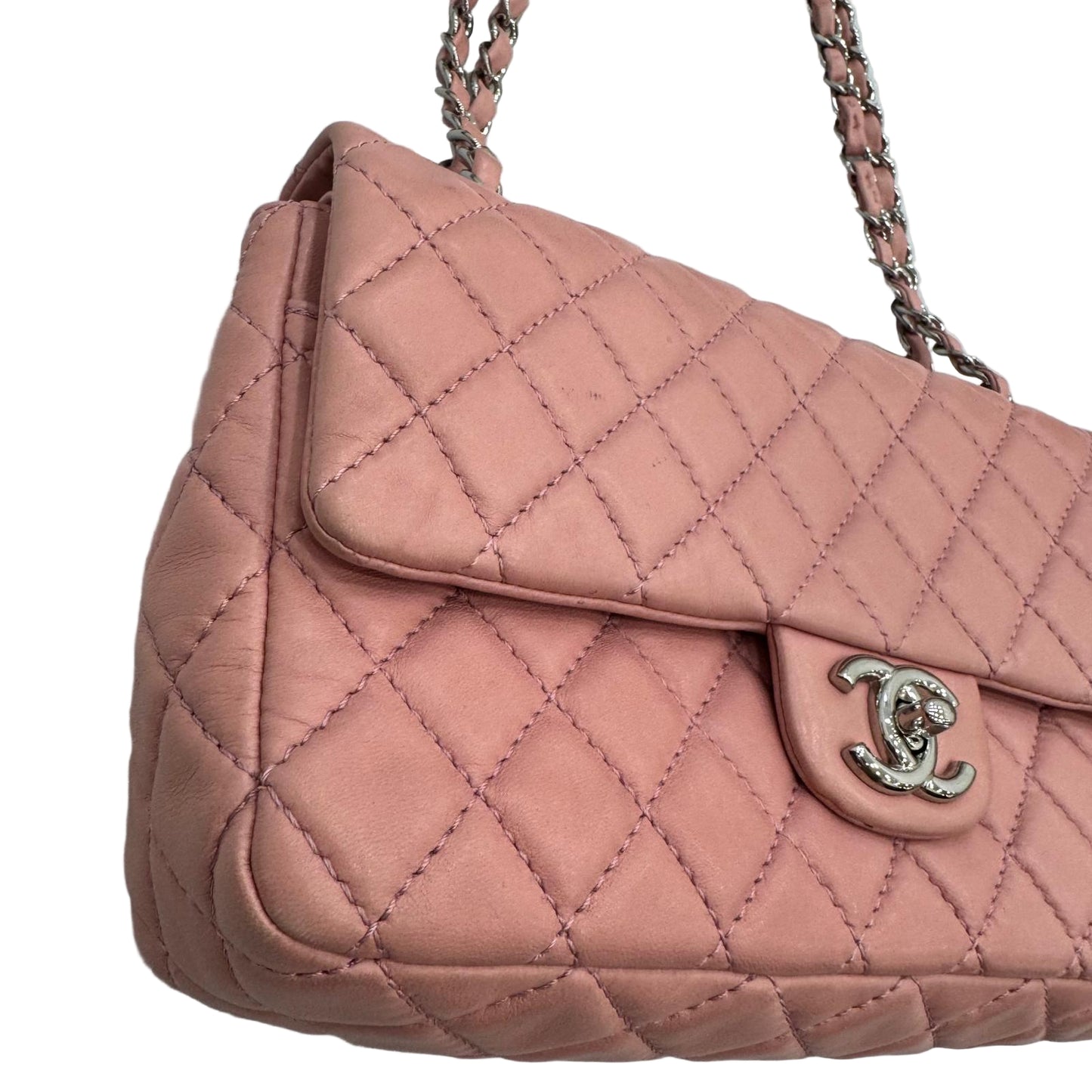 Chanel Double Flap, Medium Pink Lambskin shoulder / crossbody bag