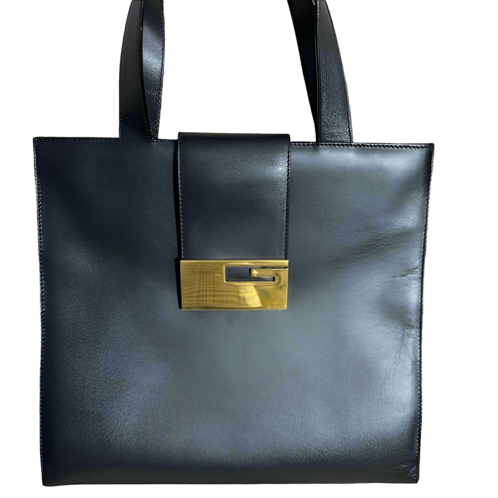 GUCCI Vintage black leather handbag / tote