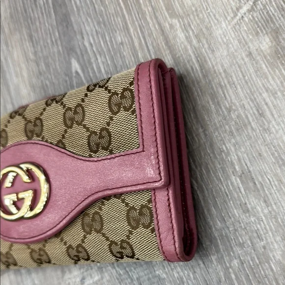 Gucci Pink and Brown Wallet with GG Monogram