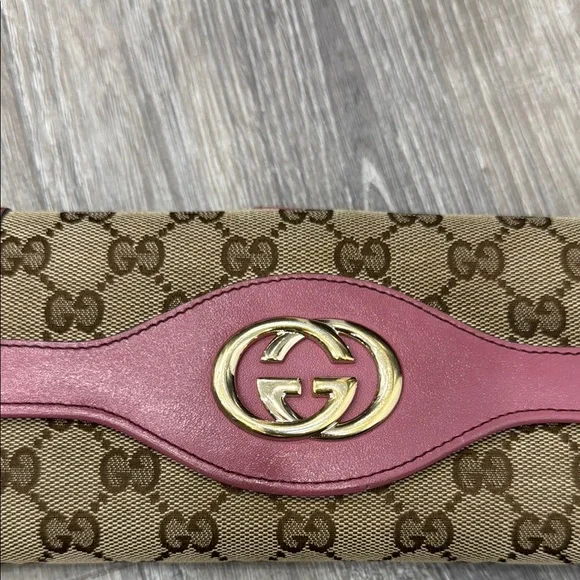Gucci Pink and Brown Wallet with GG Monogram