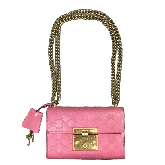 Gucci Pink Small Guccissima Padlock Crossbody/ Shoulder bag