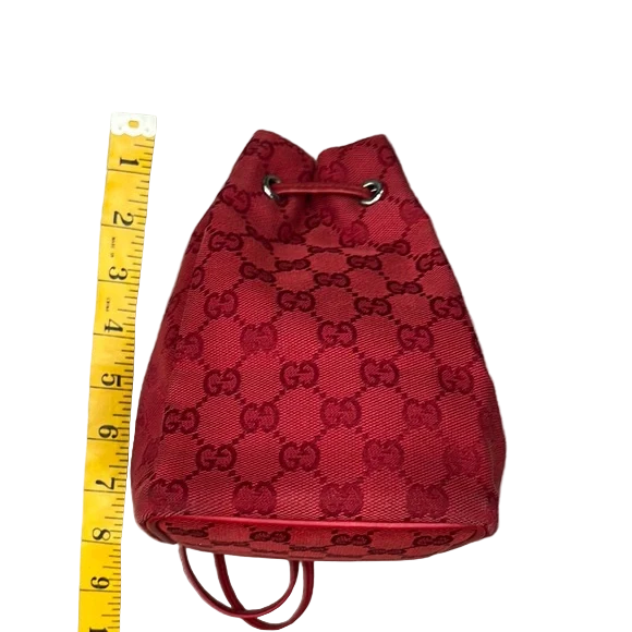 Gucci Red Canvas Mini Drawstring Bucket Bag