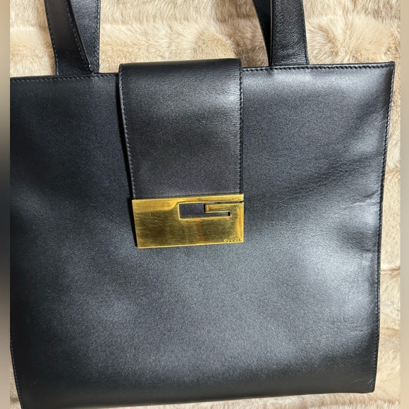 GUCCI Vintage black leather handbag / tote