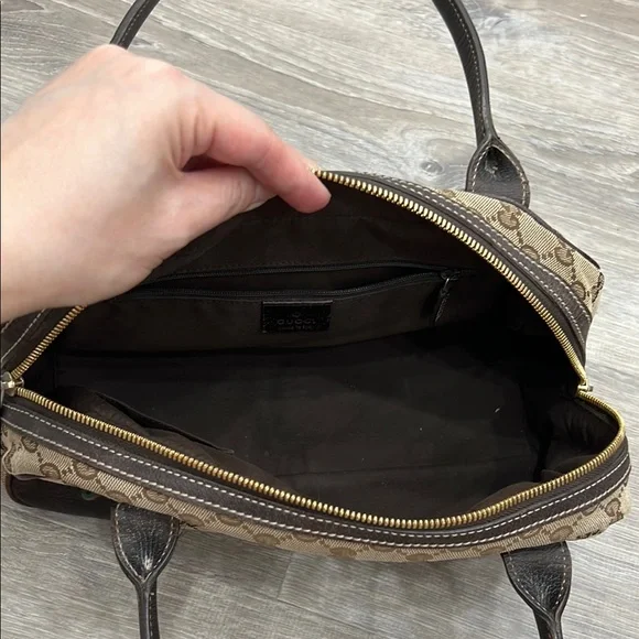 Gucci Brown Princy GG Canvas Leather Shoulder Bag
