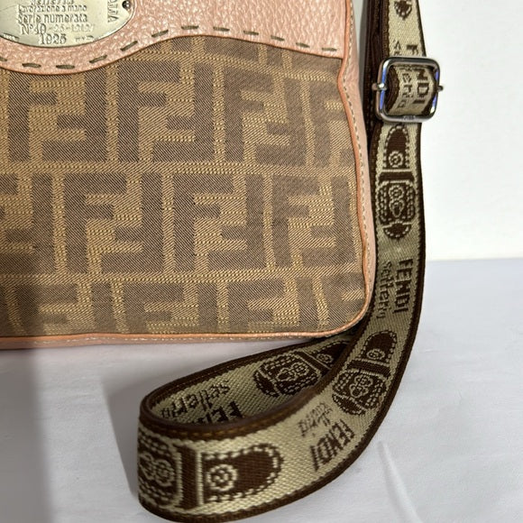 FENDI Canvas and leather FF monogram crossbody bag