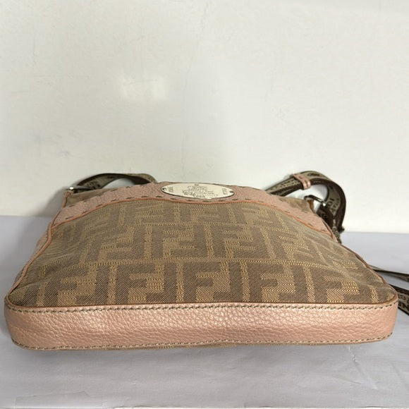 FENDI Canvas and leather FF monogram crossbody bag