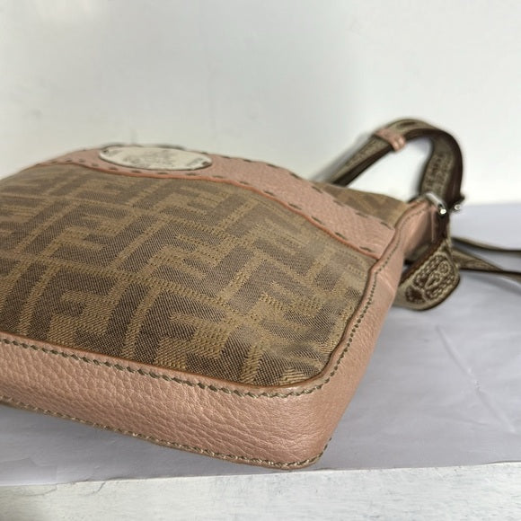 FENDI Canvas and leather FF monogram crossbody bag