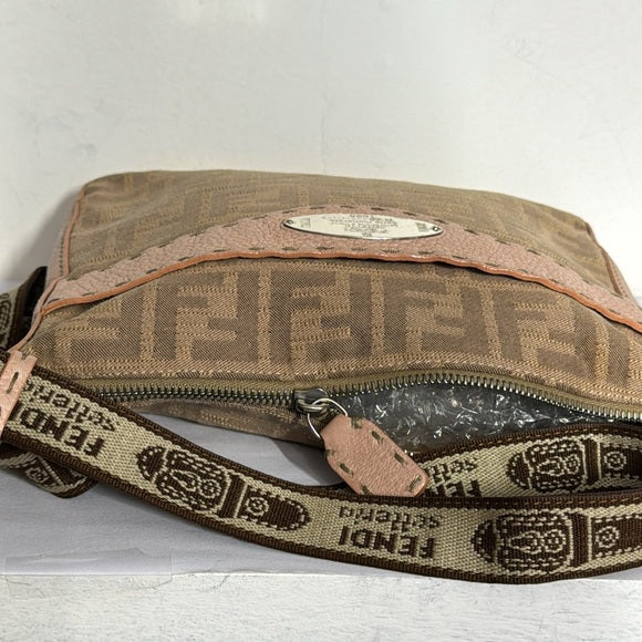 FENDI Canvas and leather FF monogram crossbody bag