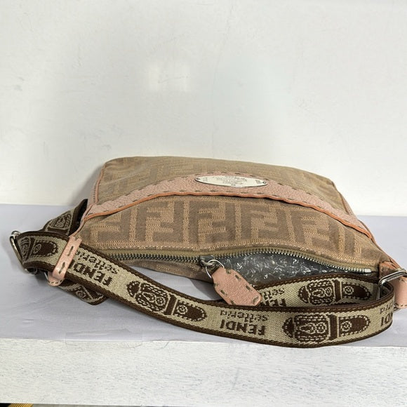 FENDI Canvas and leather FF monogram crossbody bag