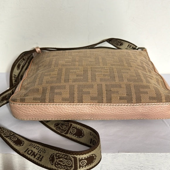 FENDI Canvas and leather FF monogram crossbody bag