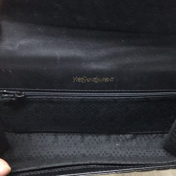Yves Saint Laurent Black Crocodile-Pattern Clutch