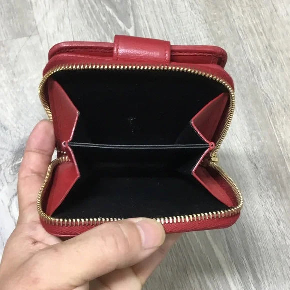 Yves Saint Laurent Red Leather Wallet
