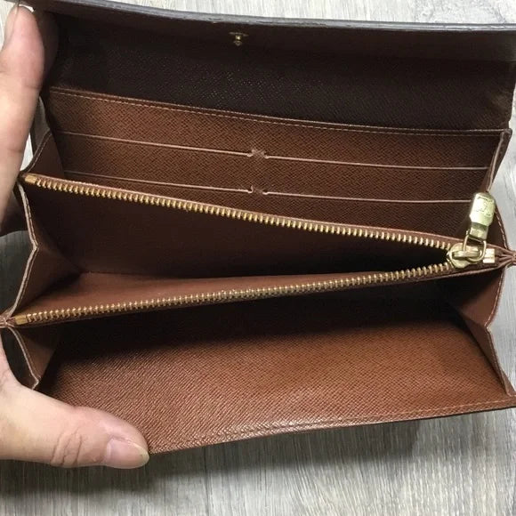 Louis Vuitton Dark Brown Monogram Sarah Long Wallet with Slots